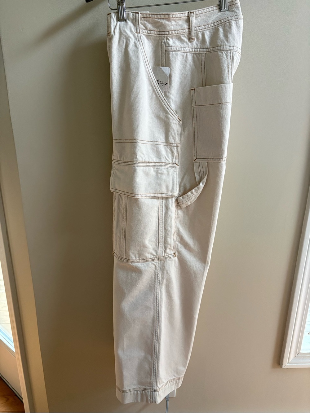 NWT Free People We The Free Judd Carpenter Utility Wide Leg Jeans Ecru 26 - Picture 5 of 9